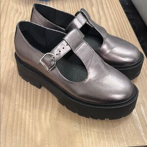 Metallic Mary Jane Platform Shoes